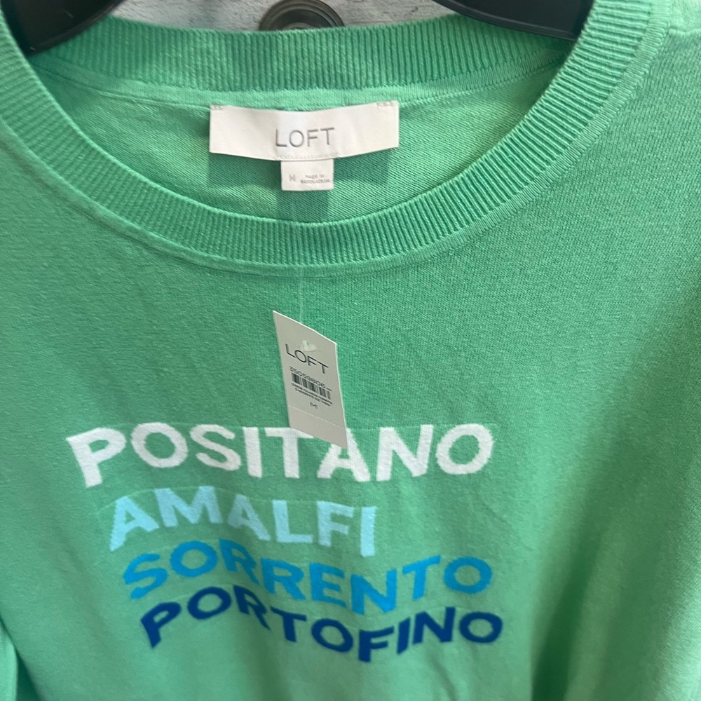 LOFT Mint Green Tee with Italian Text